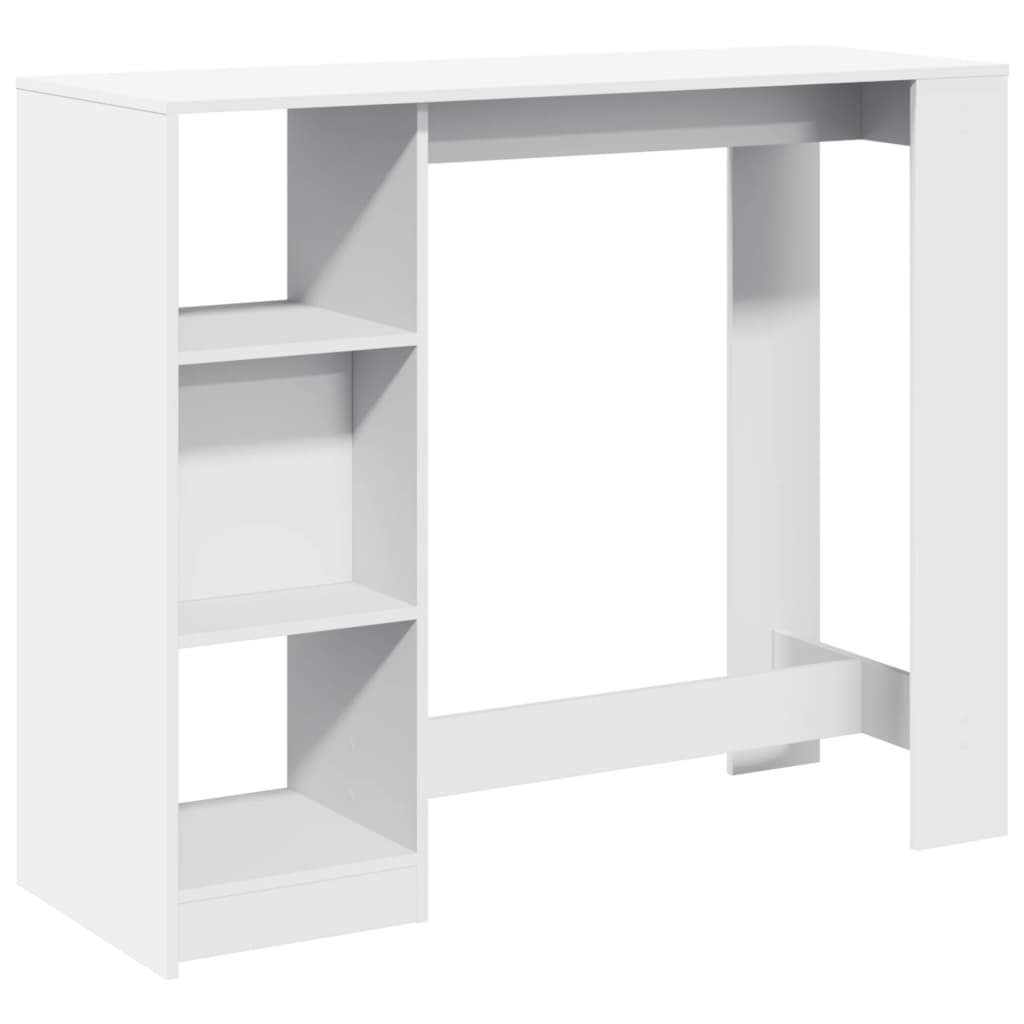 vidaXL Masă de bar cu raft, alb, 124x46x103,5 cm, lemn prelucrat vidaXL Masă de bar cu raft, alb, 124x46x103,5 cm, lemn prelucrat