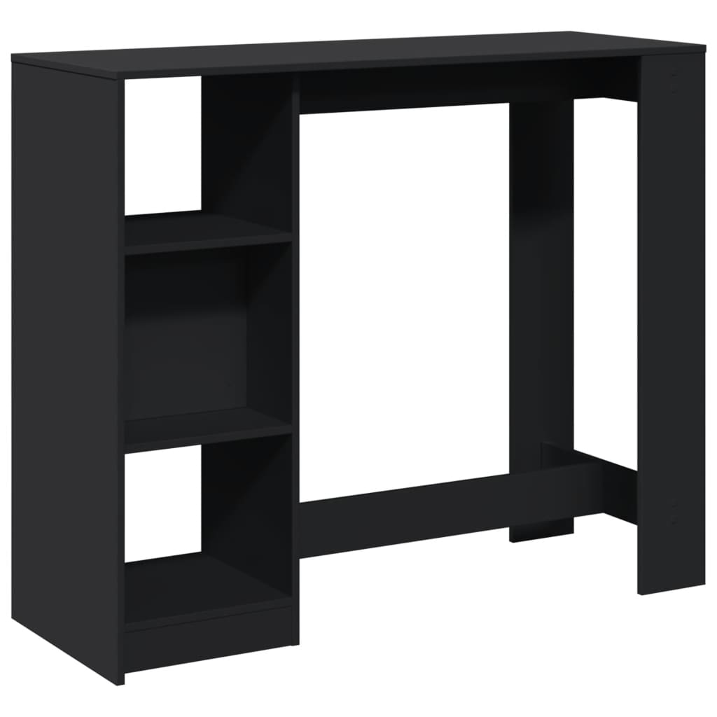 vidaXL Masă de bar cu raft, negru, 124x46x103,5 cm, lemn prelucrat