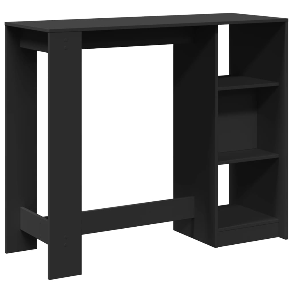 vidaXL Masă de bar cu raft, negru, 124x46x103,5 cm, lemn prelucrat
