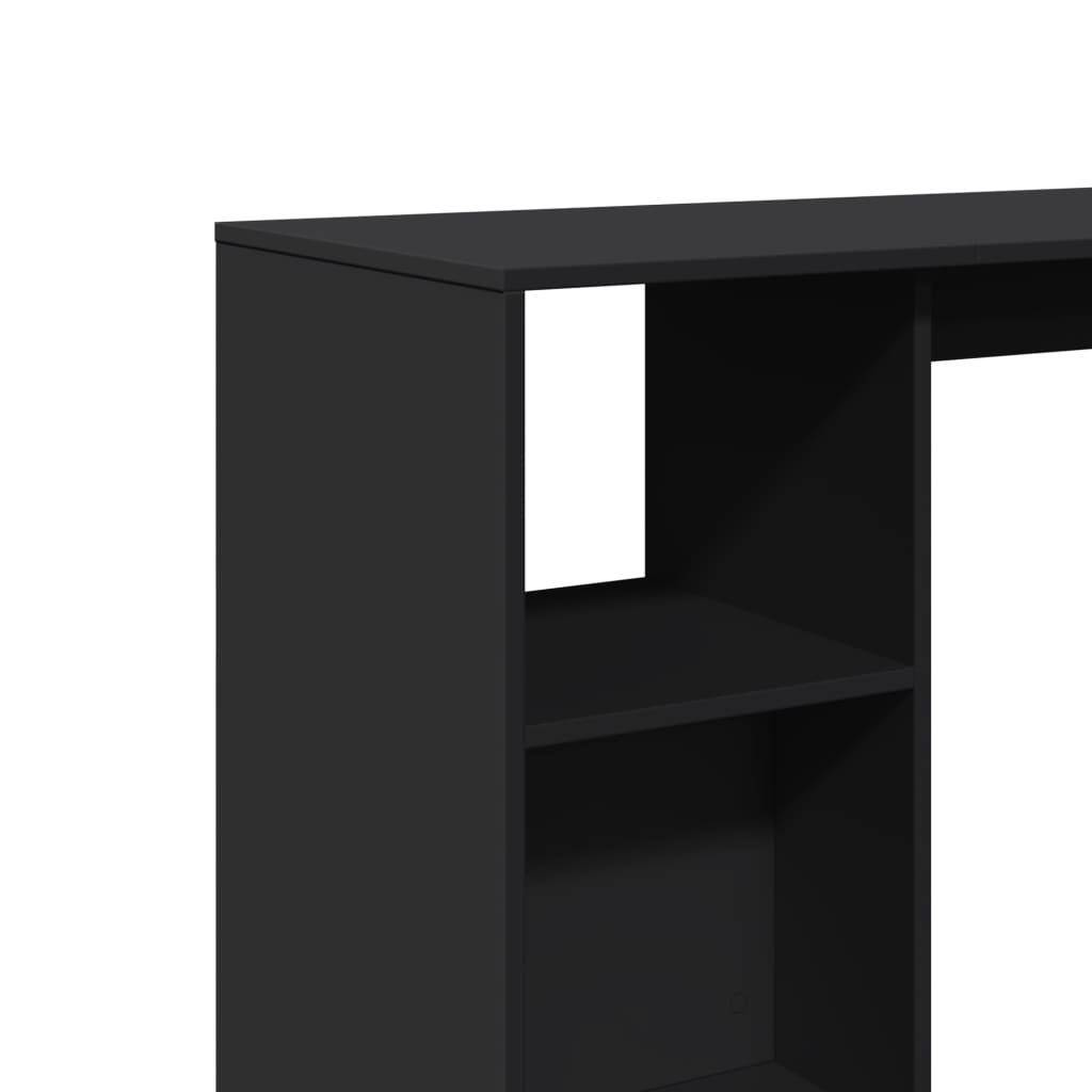 vidaXL Masă de bar cu raft, negru, 124x46x103,5 cm, lemn prelucrat