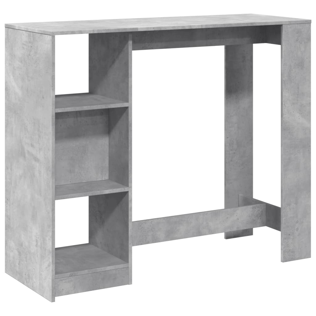vidaXL Masă de bar cu raft, gri beton, 124x46x103,5 cm, lemn prelucrat