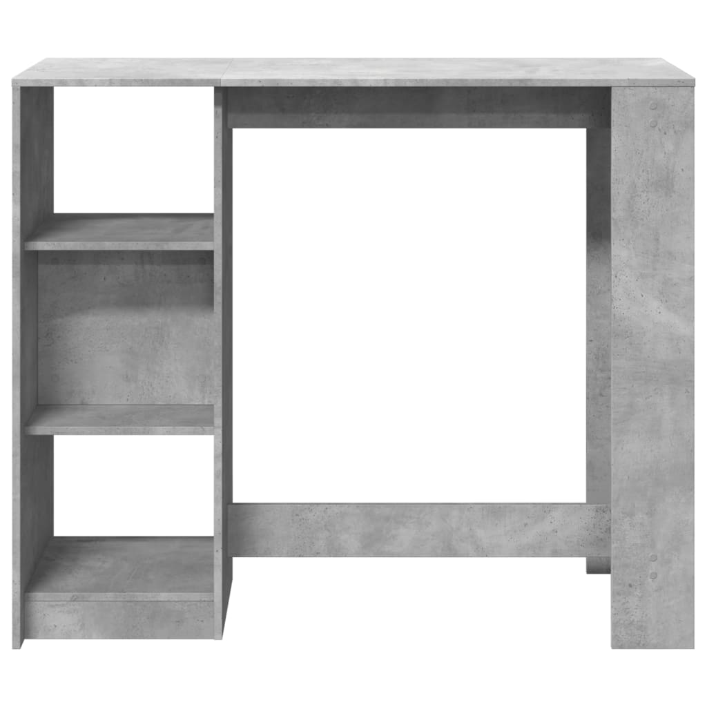vidaXL Masă de bar cu raft, gri beton, 124x46x103,5 cm, lemn prelucrat