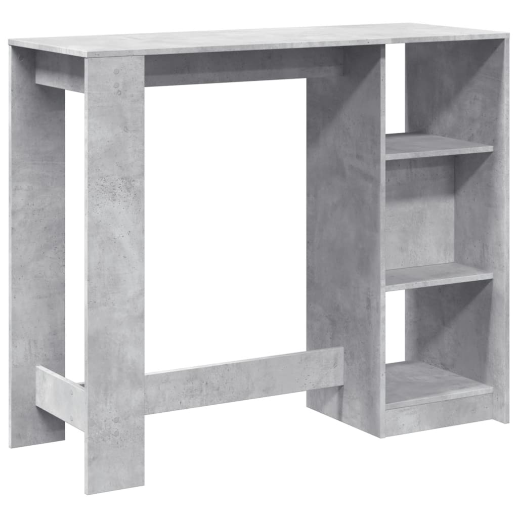 vidaXL Masă de bar cu raft, gri beton, 124x46x103,5 cm, lemn prelucrat