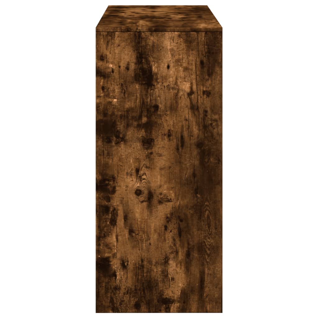 vidaXL Masă de bar cu raft stejar fumuriu 124x46x103,5cm lemn compozit vidaXL Masă de bar cu raft stejar fumuriu 124x46x103,5cm lemn compozit