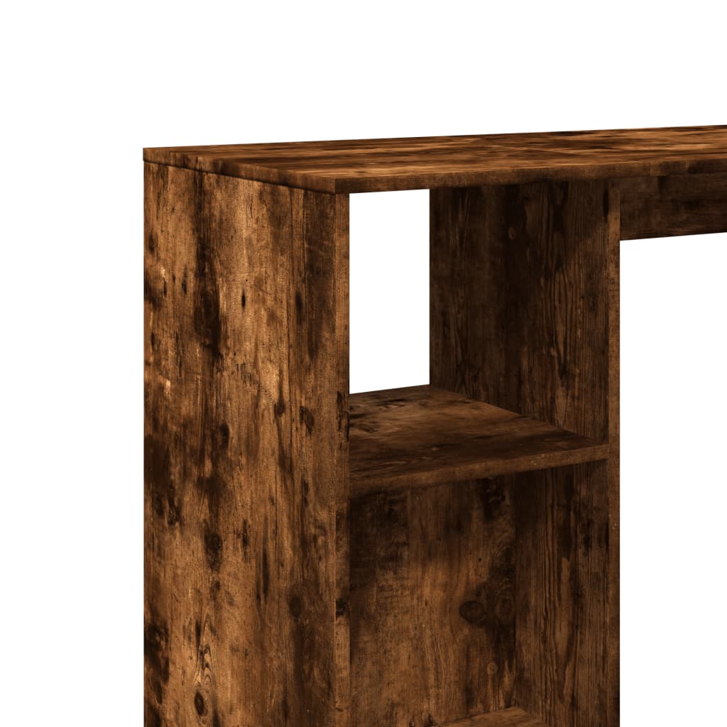 vidaXL Masă de bar cu raft stejar fumuriu 124x46x103,5cm lemn compozit vidaXL Masă de bar cu raft stejar fumuriu 124x46x103,5cm lemn compozit