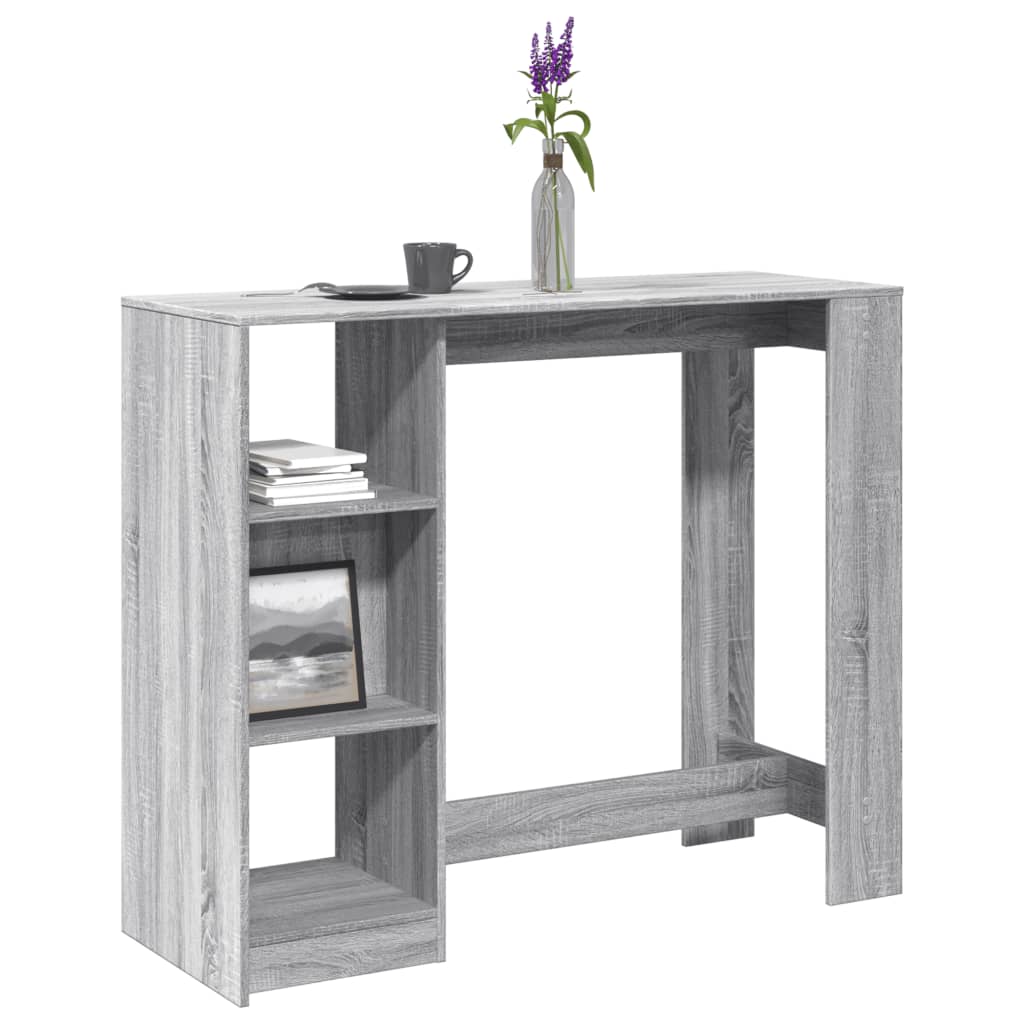 vidaXL Masă bar raft stejar Sonoma gri 124x46x103,5 cm lemn prelucrat vidaXL Masă bar raft stejar Sonoma gri 124x46x103,5 cm lemn prelucrat