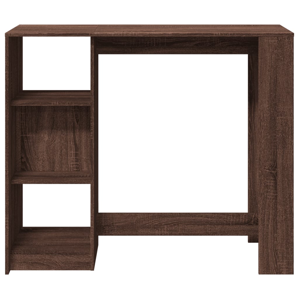 vidaXL Masă bar cu raft, stejar maro, 124x46x103,5 cm, lemn prelucrat vidaXL Masă bar cu raft, stejar maro, 124x46x103,5 cm, lemn prelucrat