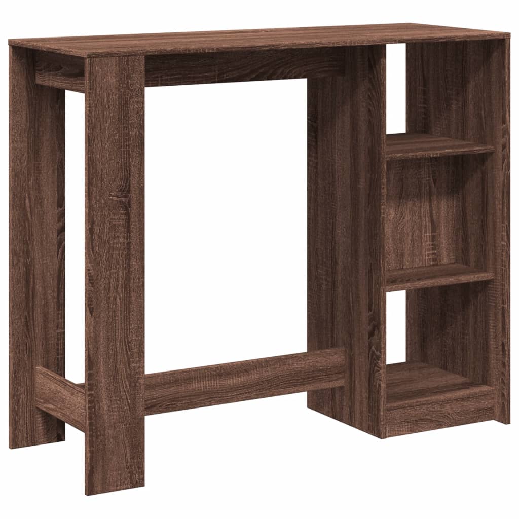 vidaXL Masă bar cu raft, stejar maro, 124x46x103,5 cm, lemn prelucrat vidaXL Masă bar cu raft, stejar maro, 124x46x103,5 cm, lemn prelucrat
