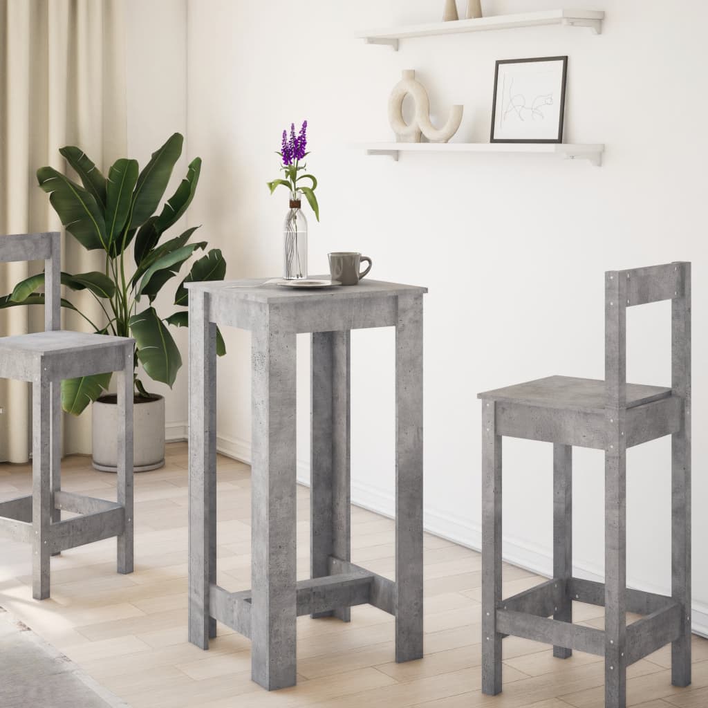 vidaXL Masă bar, gri beton, 51x50x103,5 cm, lemn prelucrat