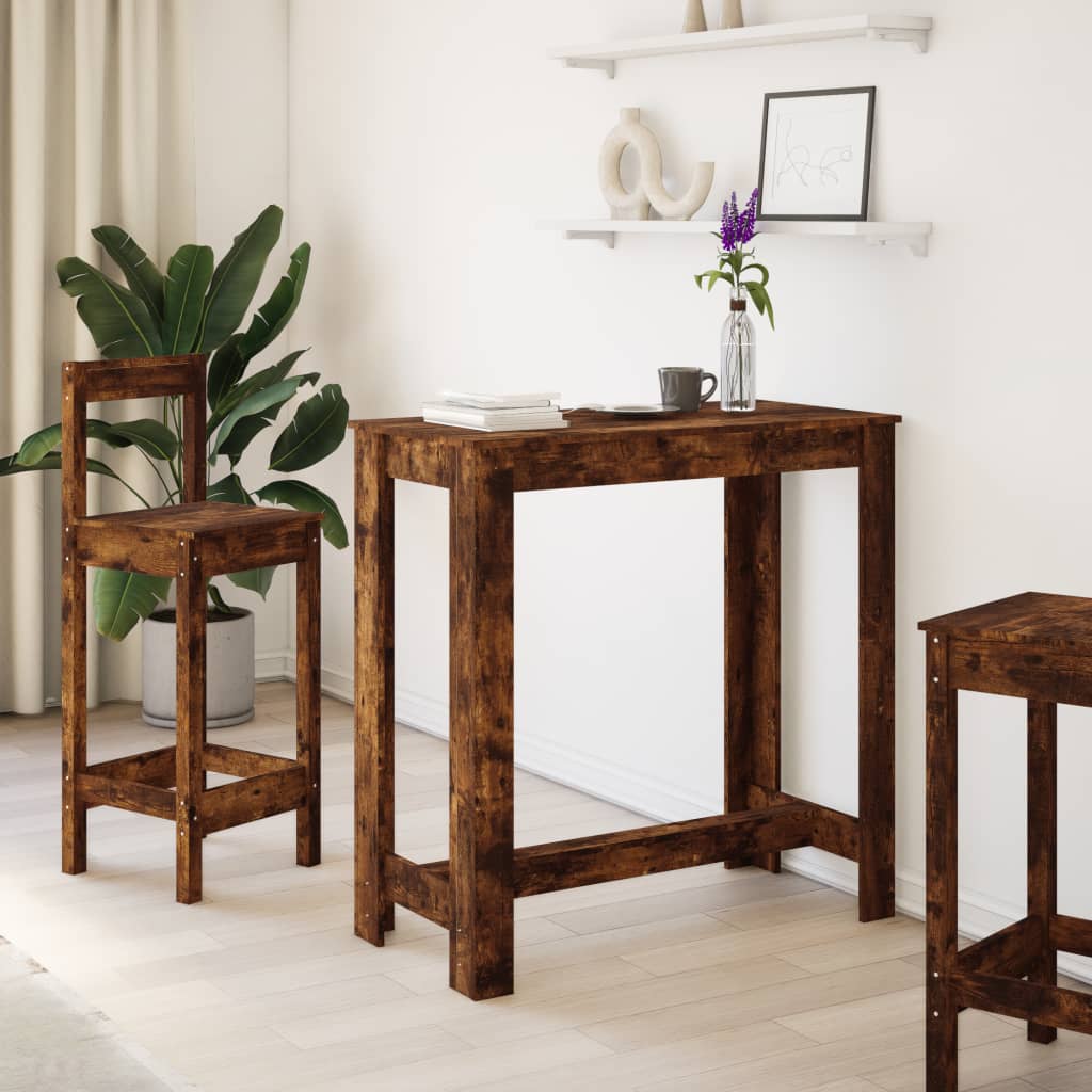 vidaXL Masă de bar, stejar fumuriu, 102x50x103,5 cm, lemn prelucrat