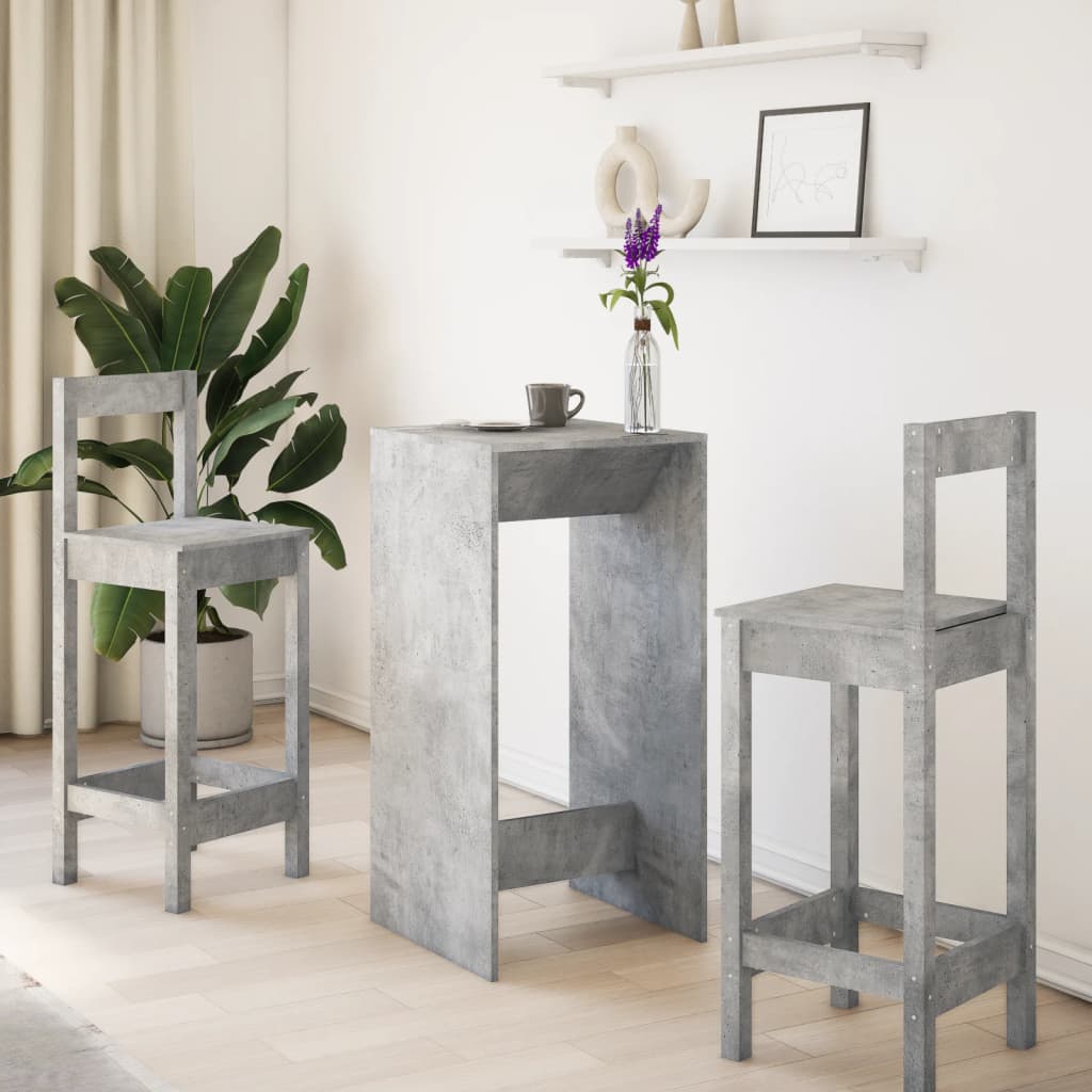 vidaXL Masă bar, gri beton, 51x50x103,5 cm, lemn prelucrat
