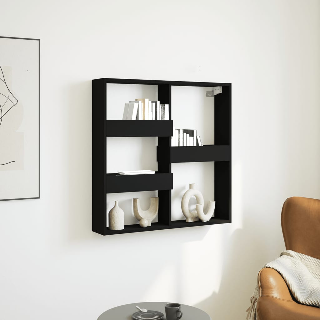vidaXL Dulap de perete, negru, 80x15x80 cm, lemn prelucrat vidaXL Dulap de perete, negru, 80x15x80 cm, lemn prelucrat
