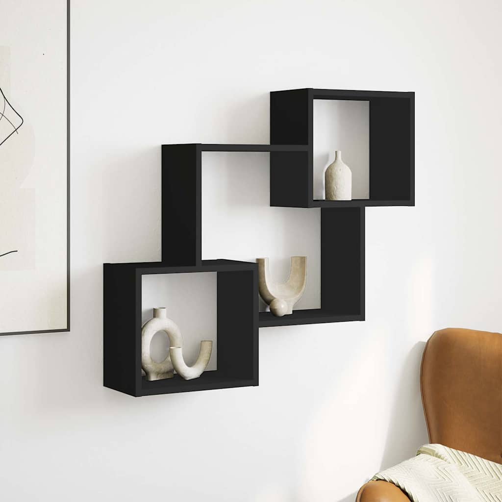 vidaXL Dulap de perete, 78x18x71 cm, negru, lemn prelucrat