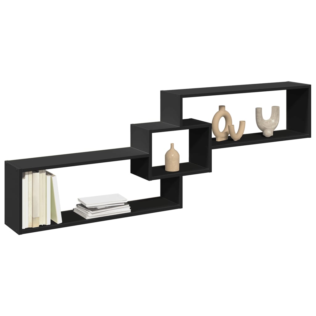 vidaXL Dulap de perete, negru, 158x18x53 cm, lemn prelucrat vidaXL Dulap de perete, negru, 158x18x53 cm, lemn prelucrat