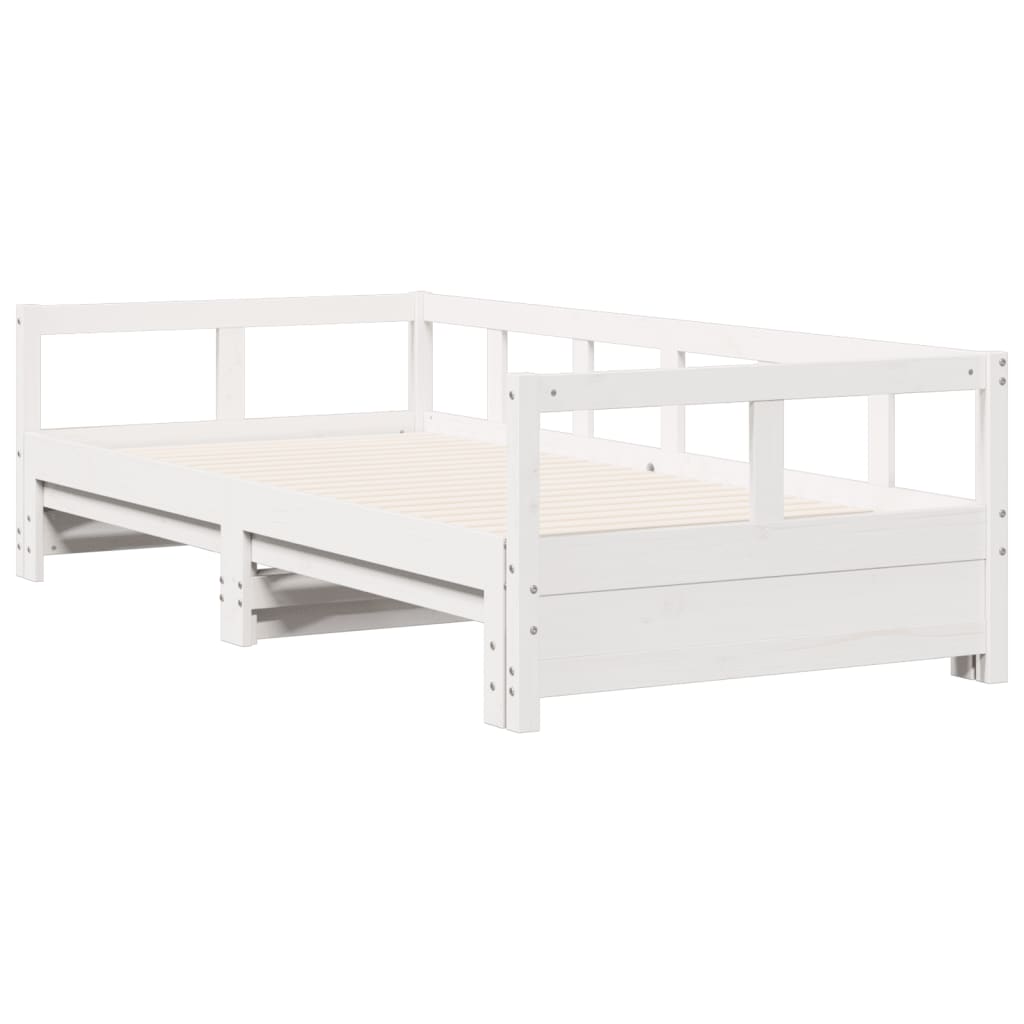 vidaXL Pat de zi fără saltea, alb, 80x200 cm, lemn masiv pin vidaXL Pat de zi fără saltea, alb, 80x200 cm, lemn masiv pin