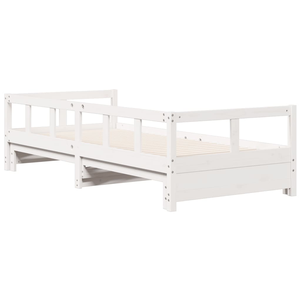 vidaXL Pat de zi fără saltea, alb, 80x200 cm, lemn masiv pin vidaXL Pat de zi fără saltea, alb, 80x200 cm, lemn masiv pin