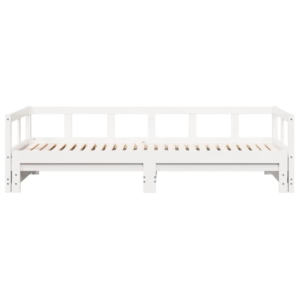 vidaXL Pat de zi fără saltea, alb, 90x200 cm, lemn masiv pin vidaXL Pat de zi fără saltea, alb, 90x200 cm, lemn masiv pin