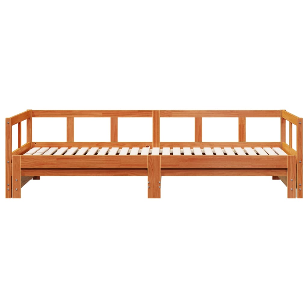 vidaXL Pat de zi fără saltea, maro ceruit, 90x200 cm, lemn masiv pin