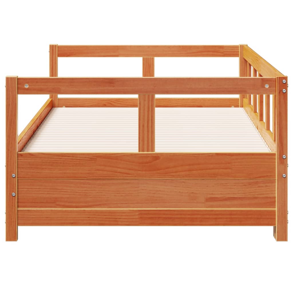 vidaXL Pat de zi fără saltea, maro ceruit, 90x190 cm, lemn masiv pin