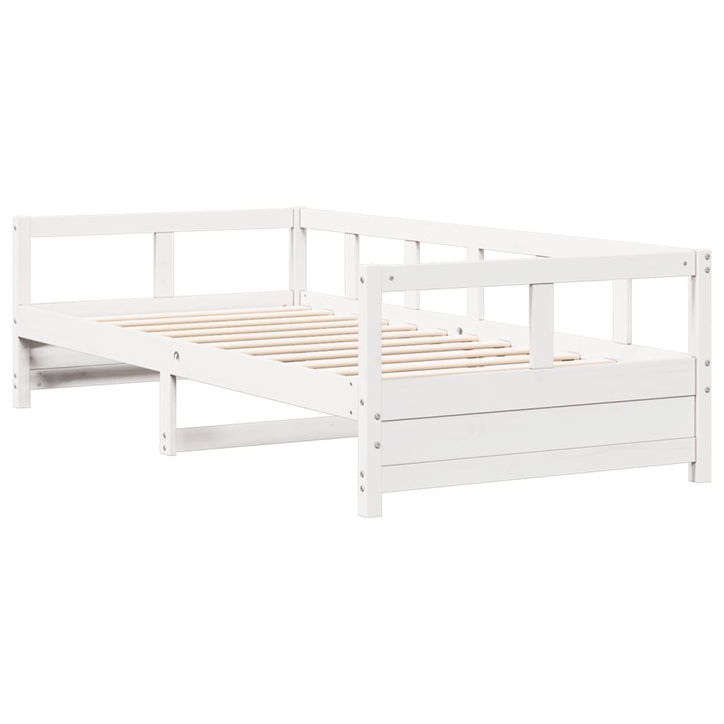 vidaXL Pat de zi fără saltea, alb, 90x200 cm, lemn masiv pin vidaXL Pat de zi fără saltea, alb, 90x200 cm, lemn masiv pin