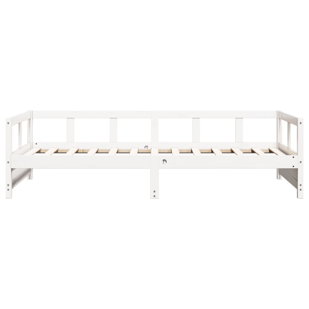 vidaXL Pat de zi fără saltea, alb, 90x200 cm, lemn masiv pin vidaXL Pat de zi fără saltea, alb, 90x200 cm, lemn masiv pin