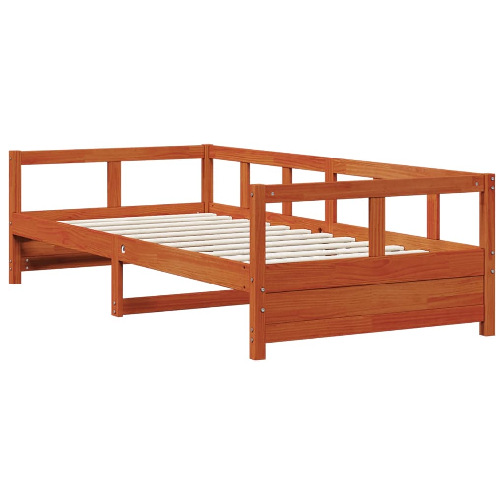 vidaXL Pat de zi fără saltea, maro ceruit, 90x190 cm, lemn masiv pin