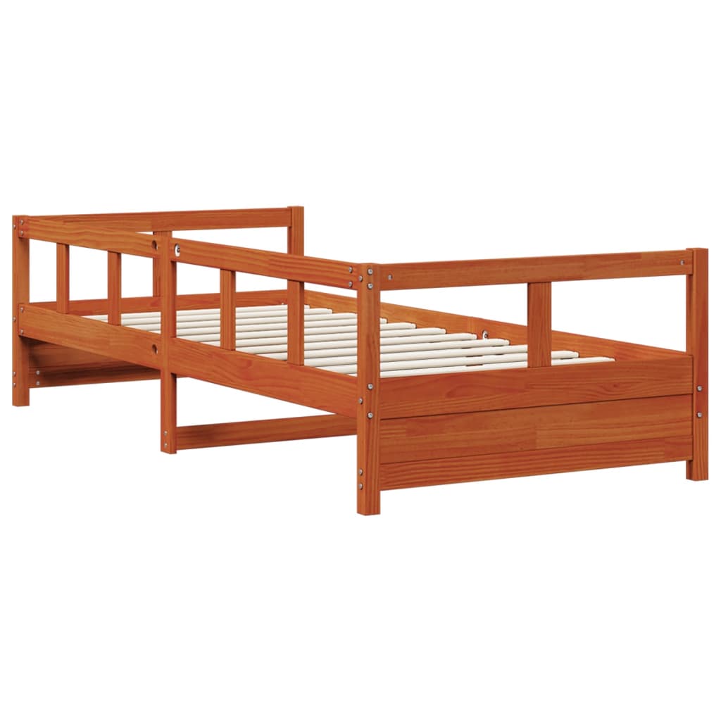 vidaXL Pat de zi fără saltea, maro ceruit, 90x190 cm, lemn masiv pin