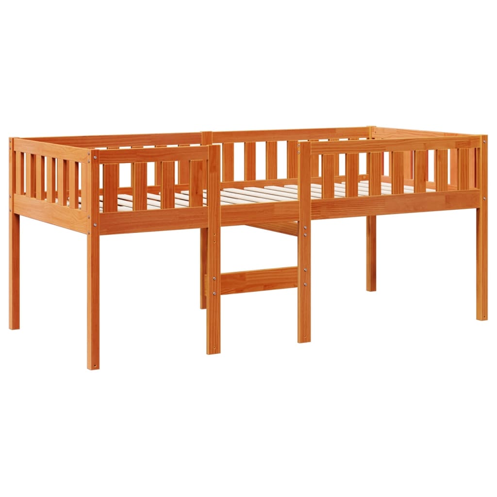 vidaXL Pat pentru copii fără saltea, maro, 90x200 cm, lemn masiv pin