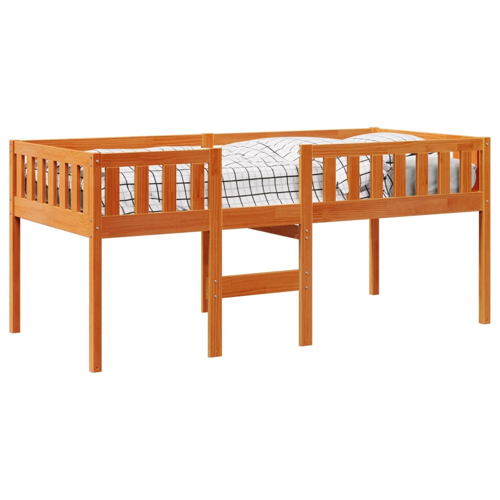 vidaXL Pat pentru copii fără saltea, maro, 90x190 cm, lemn masiv pin vidaXL Pat pentru copii fără saltea, maro, 90x190 cm, lemn masiv pin