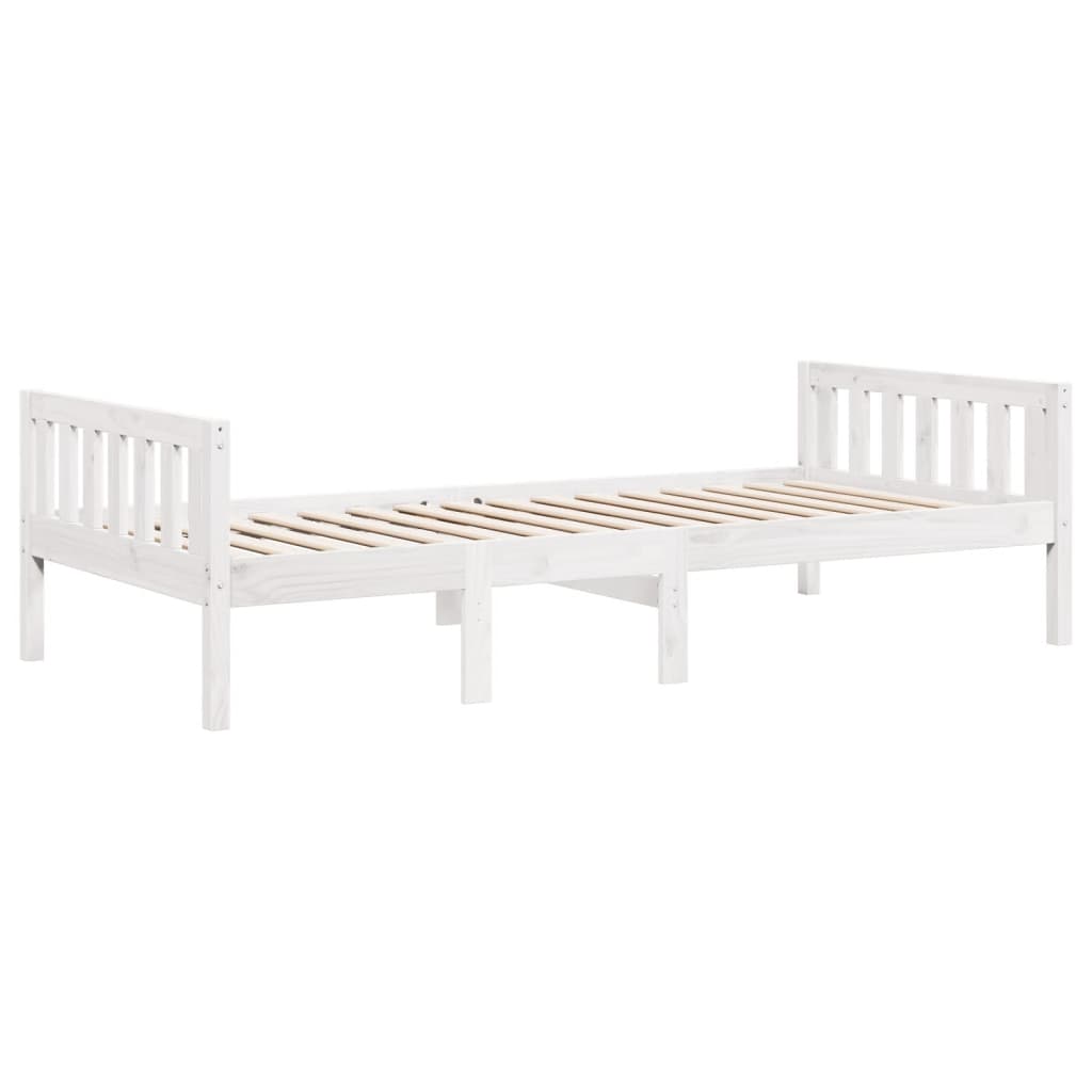 vidaXL Pat pentru copii fără saltea, alb, 90x200 cm, lemn masiv de pin