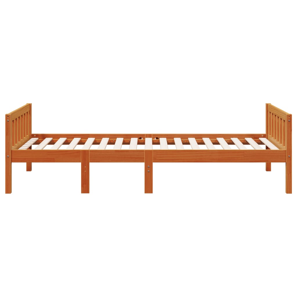 vidaXL Pat pentru copii fără saltea, maro, 90x200 cm, lemn masiv pin vidaXL Pat pentru copii fără saltea, maro, 90x200 cm, lemn masiv pin