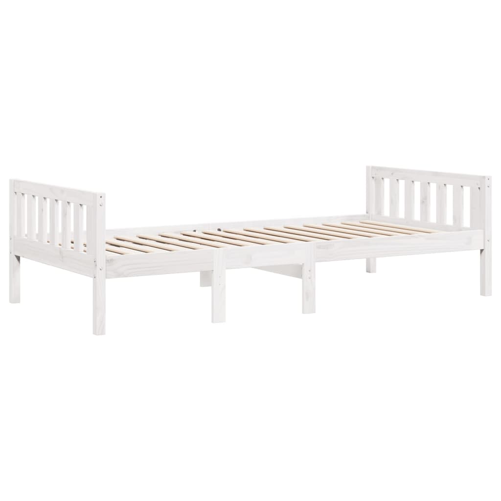 vidaXL Pat pentru copii fără saltea, alb, 90x190 cm, lemn masiv de pin vidaXL Pat pentru copii fără saltea, alb, 90x190 cm, lemn masiv de pin