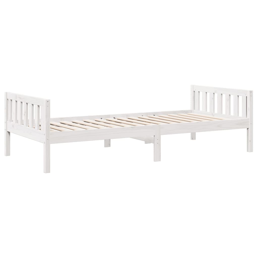 vidaXL Pat pentru copii fără saltea, alb, 90x190 cm, lemn masiv de pin vidaXL Pat pentru copii fără saltea, alb, 90x190 cm, lemn masiv de pin