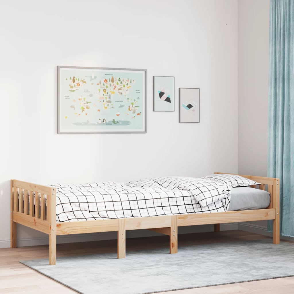 vidaXL Pat pentru copii fără saltea, 75x190 cm, lemn masiv de pin vidaXL Pat pentru copii fără saltea, 75x190 cm, lemn masiv de pin