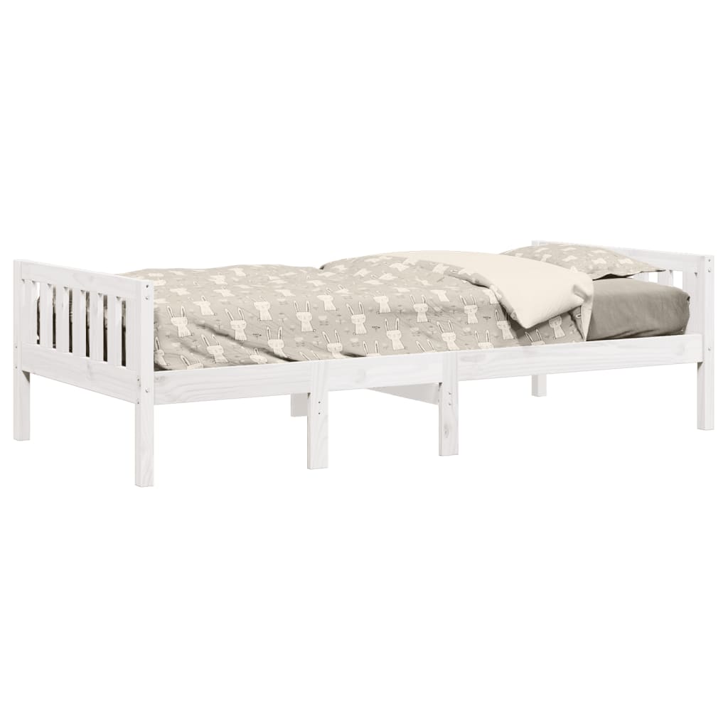 vidaXL Pat pentru copii fără saltea, alb, 75x190 cm, lemn masiv de pin vidaXL Pat pentru copii fără saltea, alb, 75x190 cm, lemn masiv de pin
