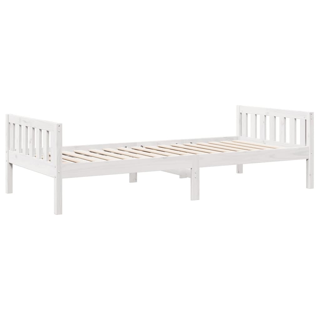 vidaXL Pat pentru copii fără saltea, alb, 75x190 cm, lemn masiv de pin vidaXL Pat pentru copii fără saltea, alb, 75x190 cm, lemn masiv de pin