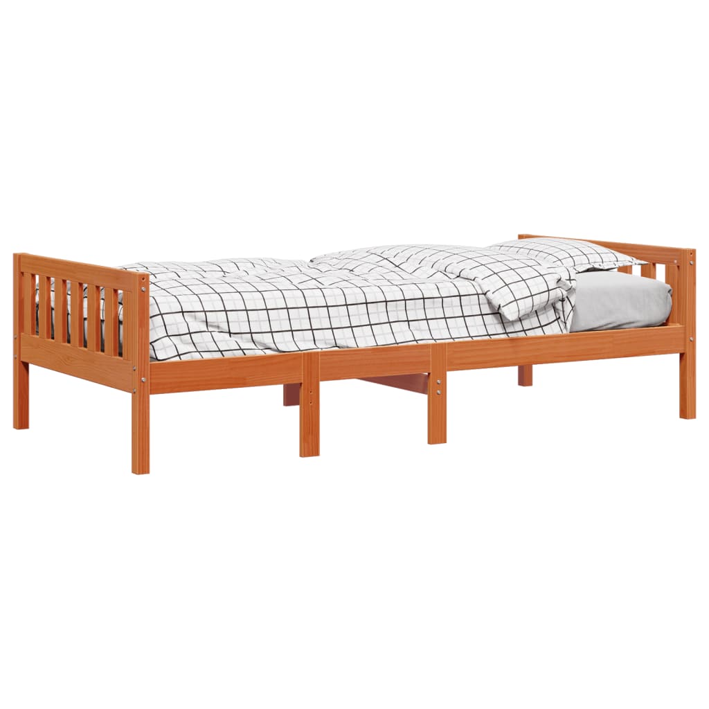 vidaXL Pat pentru copii fără saltea, maro, 75x190 cm, lemn masiv pin