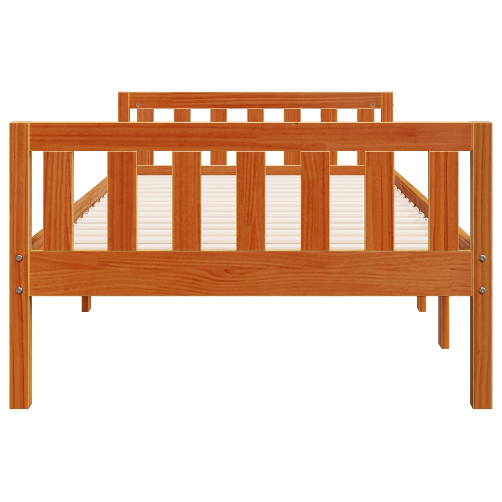 vidaXL Pat pentru copii fără saltea, maro, 75x190 cm, lemn masiv pin
