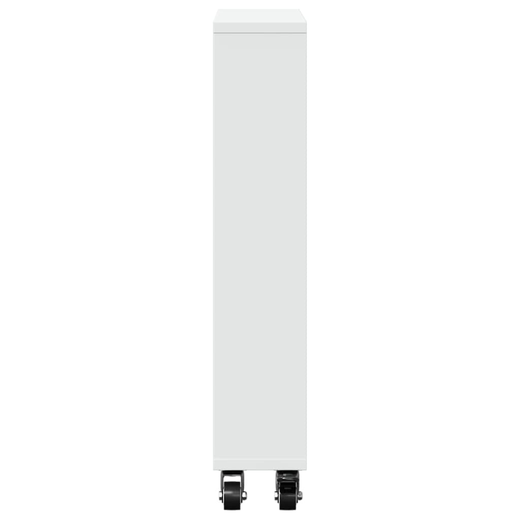 vidaXL Cărucior de depozitare îngust, alb, 48x13x68 cm, lemn prelucrat vidaXL Cărucior de depozitare îngust, alb, 48x13x68 cm, lemn prelucrat