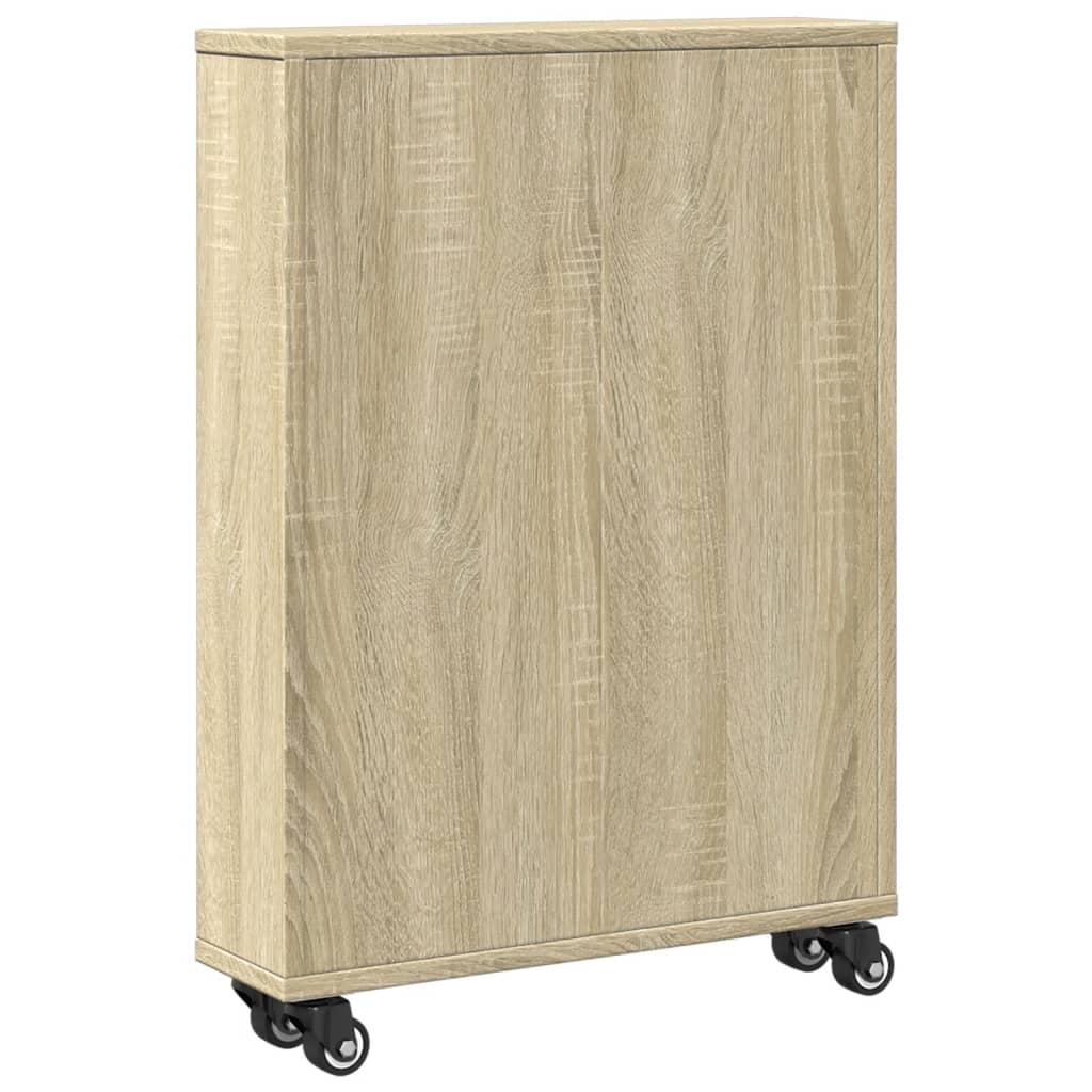vidaXL Cărucior depozitare îngust, stejar sonoma, 48x13x68 cm, lemn vidaXL Cărucior depozitare îngust, stejar sonoma, 48x13x68 cm, lemn