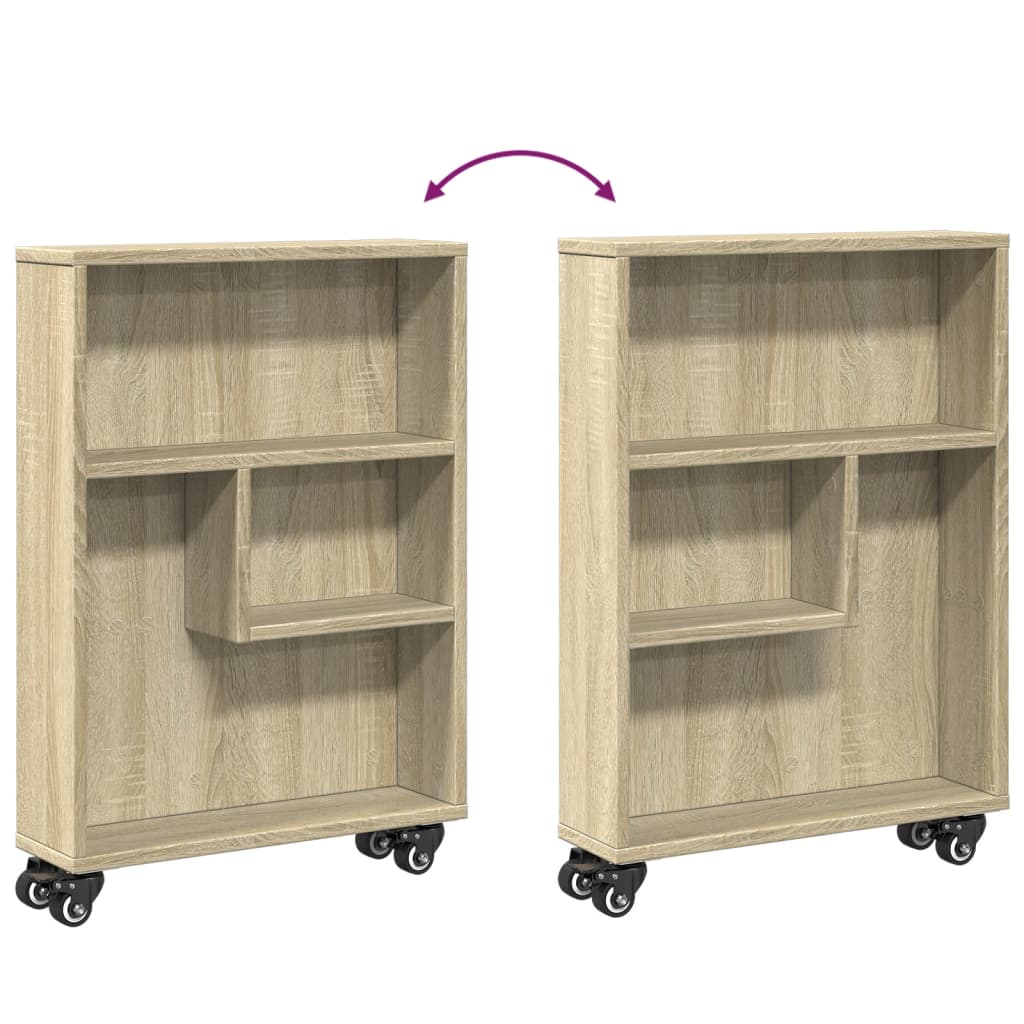 vidaXL Cărucior depozitare îngust, stejar sonoma, 48x13x68 cm, lemn vidaXL Cărucior depozitare îngust, stejar sonoma, 48x13x68 cm, lemn