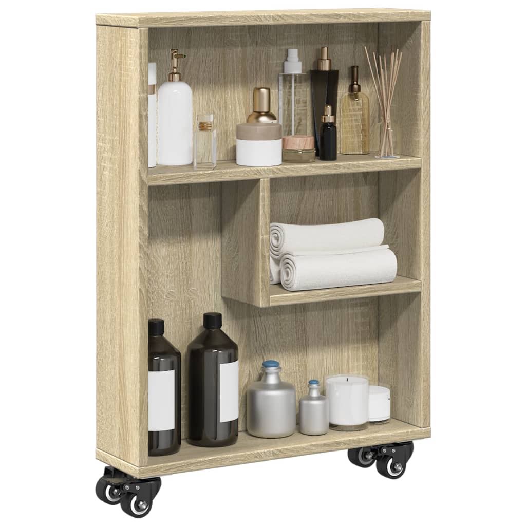 vidaXL Cărucior depozitare îngust, stejar sonoma, 48x13x68 cm, lemn vidaXL Cărucior depozitare îngust, stejar sonoma, 48x13x68 cm, lemn