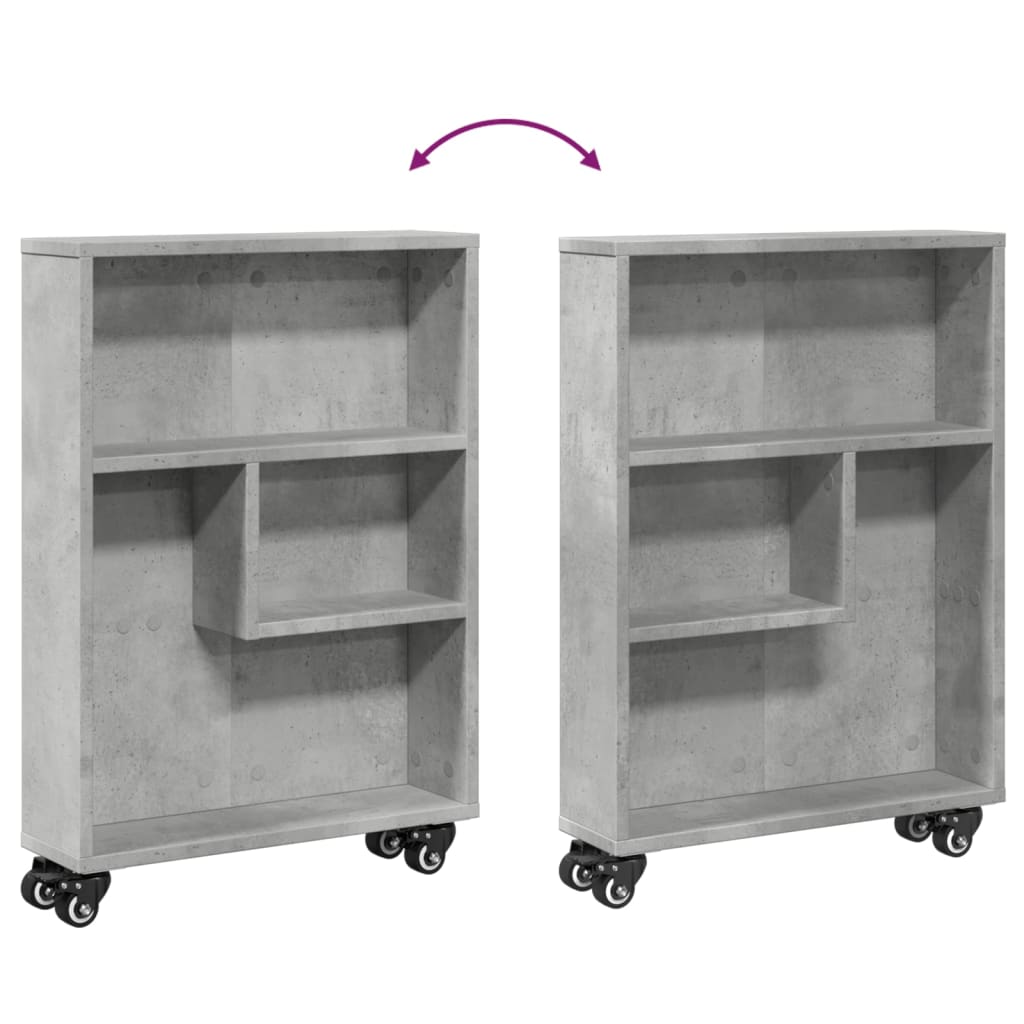 vidaXL Cărucior depozitare îngust gri beton 48x13x68 cm lemn prelucrat vidaXL Cărucior depozitare îngust gri beton 48x13x68 cm lemn prelucrat