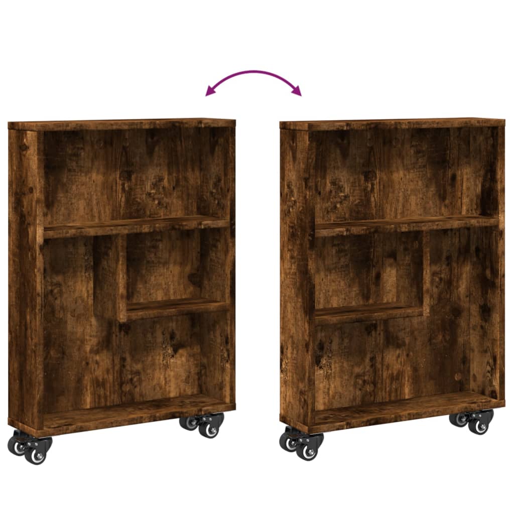vidaXL Cărucior depozitare îngust, stejar fumuriu, 48x13x68 cm, lemn vidaXL Cărucior depozitare îngust, stejar fumuriu, 48x13x68 cm, lemn