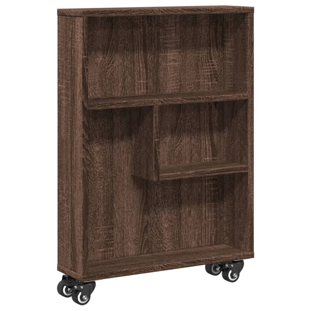 vidaXL Cărucior de depozitare îngust, stejar maro, 48x13x68 cm, lemn vidaXL Cărucior de depozitare îngust, stejar maro, 48x13x68 cm, lemn