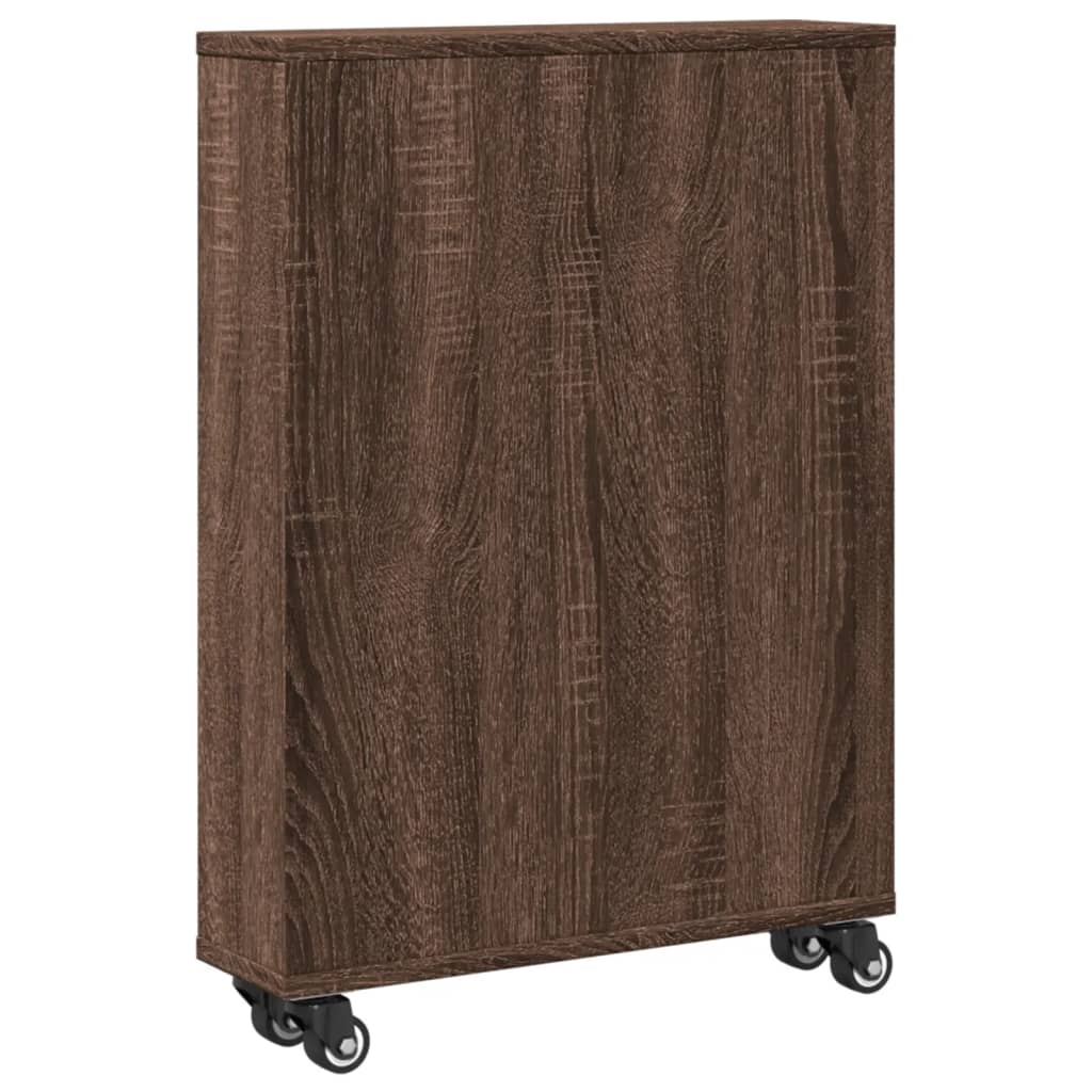 vidaXL Cărucior de depozitare îngust, stejar maro, 48x13x68 cm, lemn vidaXL Cărucior de depozitare îngust, stejar maro, 48x13x68 cm, lemn