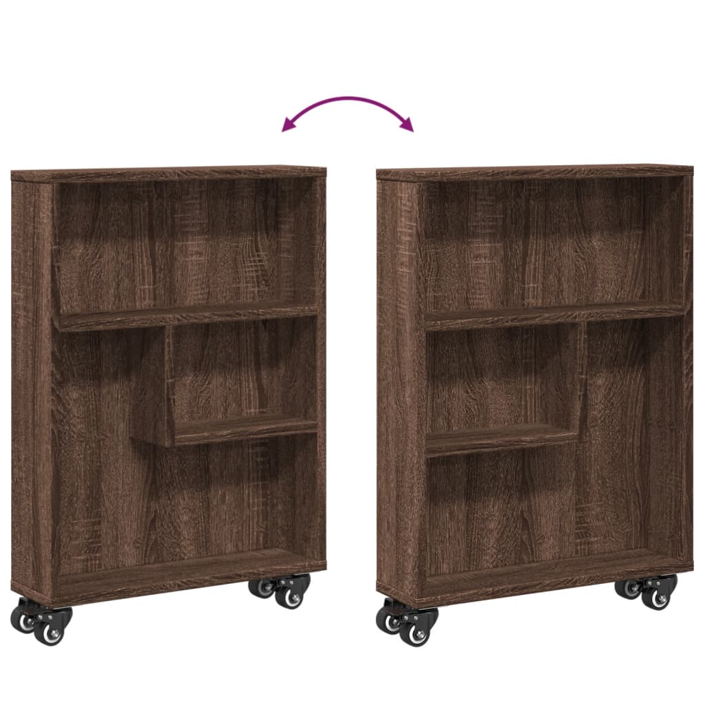 vidaXL Cărucior de depozitare îngust, stejar maro, 48x13x68 cm, lemn vidaXL Cărucior de depozitare îngust, stejar maro, 48x13x68 cm, lemn