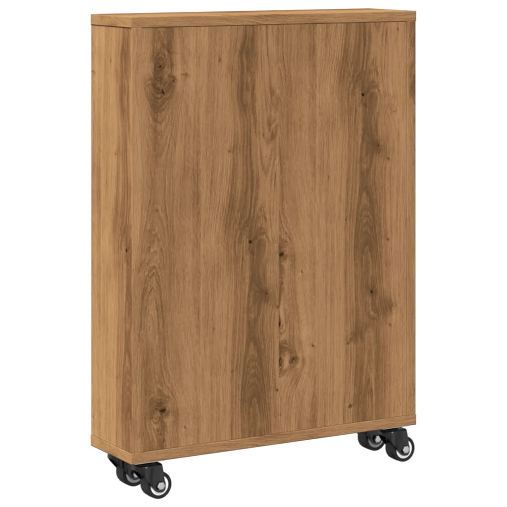 vidaXL Cărucior depozitare îngust, stejar artizanal, 48x13x68 cm, lemn vidaXL Cărucior depozitare îngust, stejar artizanal, 48x13x68 cm, lemn