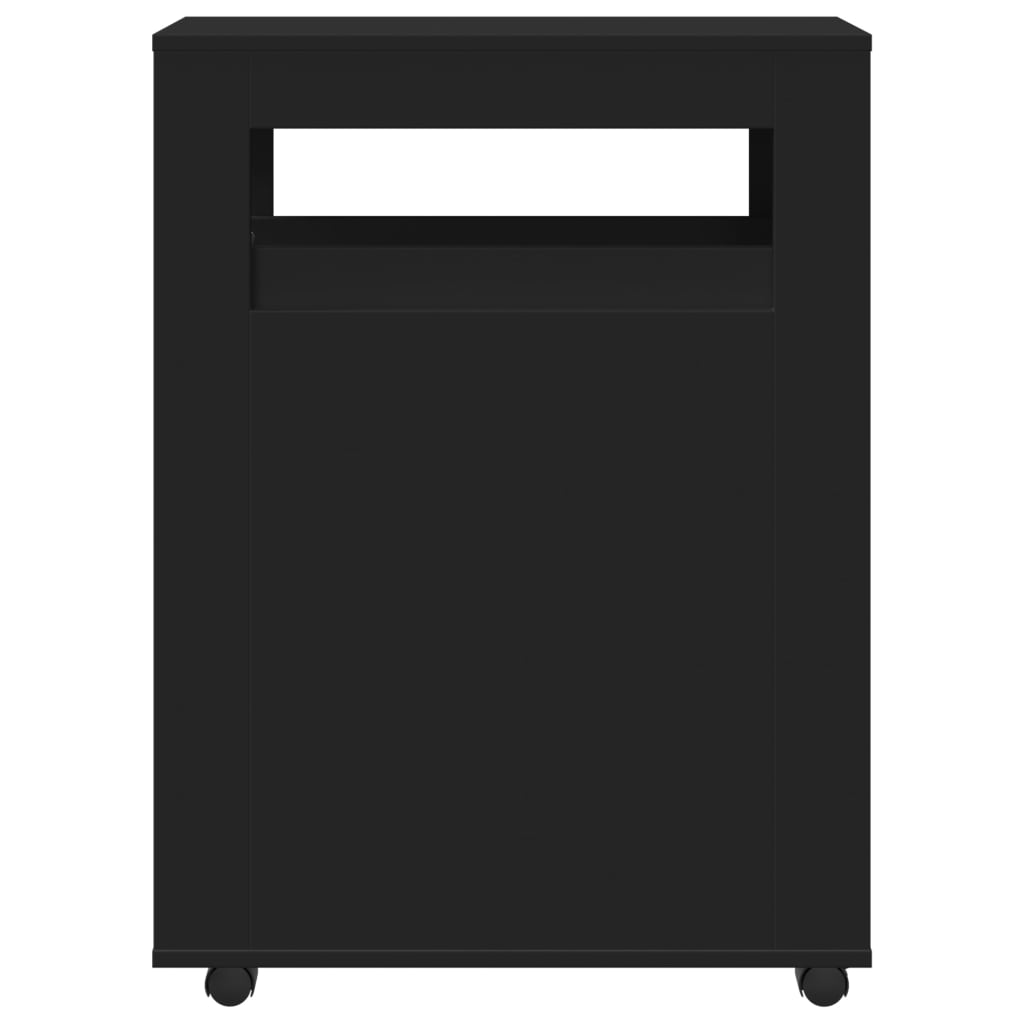 vidaXL Dulap de baie îngust cu roți, negru, lemn prelucrat vidaXL Dulap de baie îngust cu roți, negru, lemn prelucrat