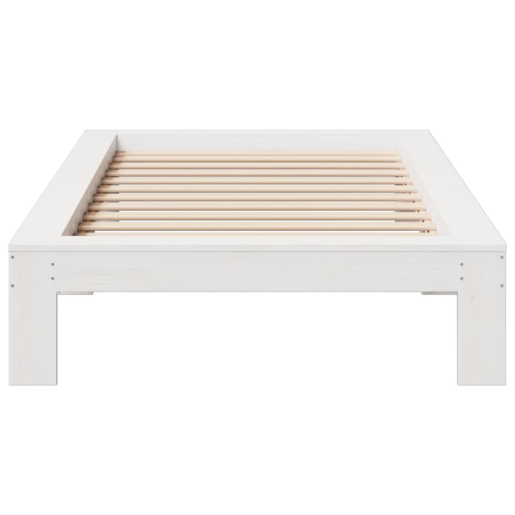 vidaXL Cadru de pat fără saltea, alb, 75x190 cm, lemn masiv de pin